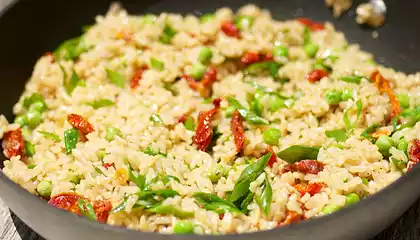 Fried Rice with Peas and Sun-Dried Tomatoes