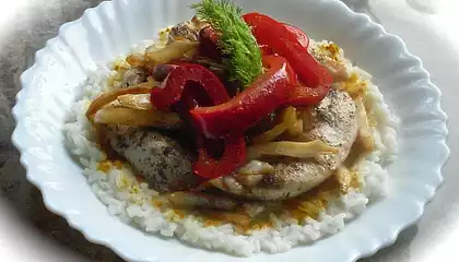 Chicken with Fennel Red Pepper and Rice