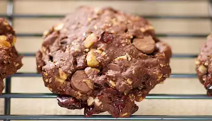 Chocolate Fudge, Cranberry and Walnut Cookies