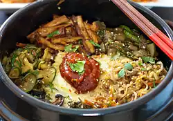 Bibimbap2 (Korean Seasoned Vegetables and Rice with Spicy Sauce)