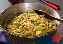 Chinese Broad Bean and Potato Stir-Fry with Noodles 