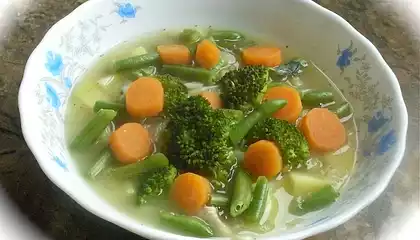 Lentil Soup with Steamed Vegetables