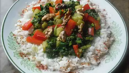 Eggplant, Red Pepper and Spinach Curry