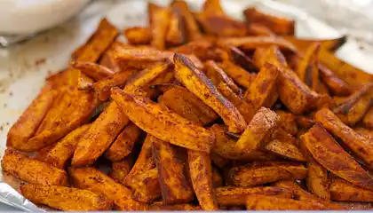 Oven Baked Sweet Potato Fries with Chipotle Yogurt Dip