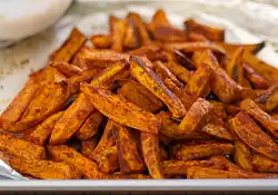 Oven Baked Sweet Potato Fries with Chipotle Yogurt Dip