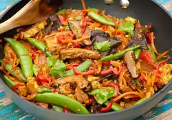 Sugar Snap Pea, Shiitake and Tofu Stir-Fry