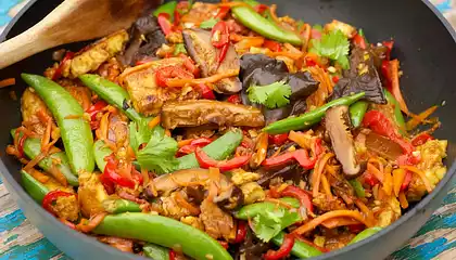 Sugar Snap Pea, Shiitake and Tofu Stir-Fry