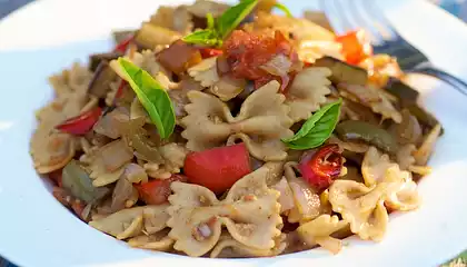 Pasta with Roasted Vegetables And Balsamic Vinegar