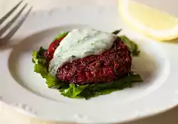 Beet Pancakes with Yogurt Dill Sauce