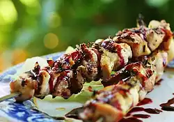 Rosemary Chicken Skewers with Berry Sauce