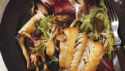 Haddock with Warm Frisee and Mushroom Salad