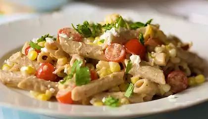 Corn and Tomato Smoky Penne Pasta