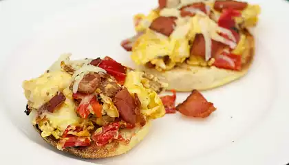 Roasted Red Pepper, Bacon and Egg McMuffins for Two