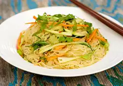 Spicy Peanut Butter Noodle Salad with Cucumber and Bok Choy