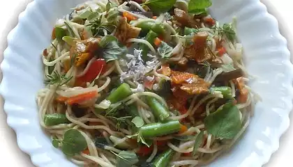 Chow Mein in Chanterelle Sauce with Fresh Herbs
