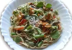 Chow Mein in Chanterelle Sauce with Fresh Herbs