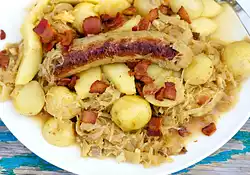 Octoberfest Bratwurst and Sauerkraut Skillet Dinner