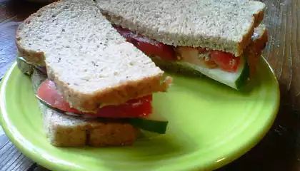 Simple Cucumber and Tomatoes sandwich