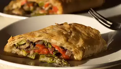 Asparagus, Mushroom and Red Pepper Strudel