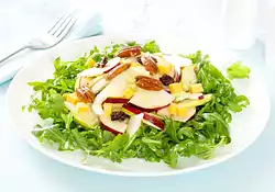 Arugula, Apple and Cheddar Salad with Maple Candied Pecans