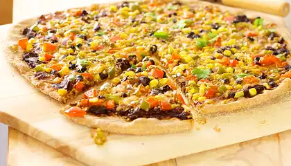 Mexican Black Bean, Corn, and Vegetable Pizza