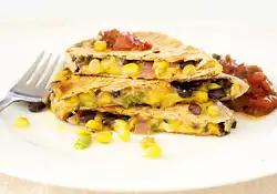 Smoky Black Bean, Corn and Cheddar Quesadillas 