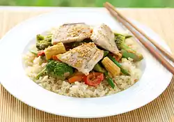 Wok-Seared Mahi Mahi with Stir-Fried Vegetables