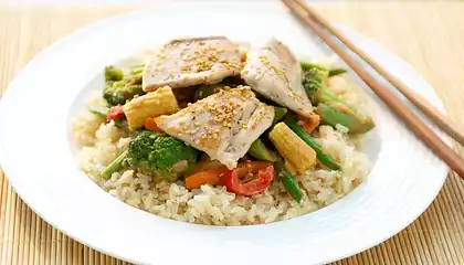 Wok-Seared Mahi Mahi with Stir-Fried Vegetables