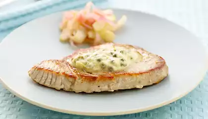Grilled Tuna Steak with Lemon-Caper Butter