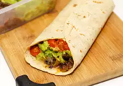 Guacamole, Refried Black Bean and Cherry Tomato Burrito 