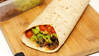 Guacamole, Refried Black Bean and Cherry Tomato Burrito 