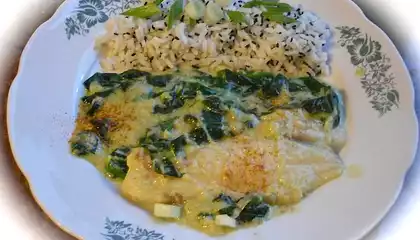 Gulai Daun Singkong Tumbuk(Grilled Fish with Greens)