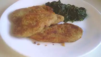 Seitan Chicken Tenders With Wilted Spinach