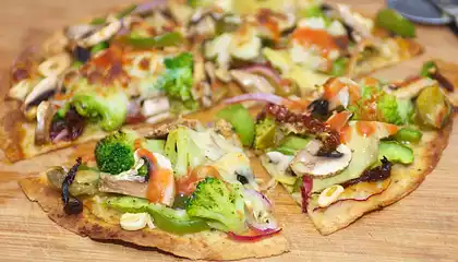Broccoli, Mushroom and Sun-Dried Tomato Tortilla Pizza