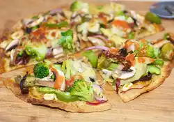 Broccoli, Mushroom and Sun-Dried Tomato Tortilla Pizza