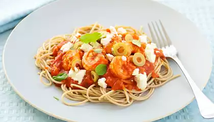 Greek Style Pasta with Shrimp and Feta