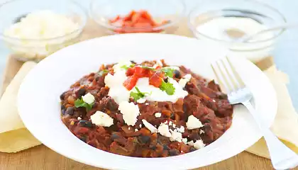 Hot Black Bean Chili with Goat Cheese