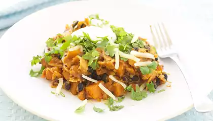 Butternut Squash, Black Bean and Tortilla Stew