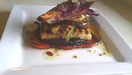 Vegan Grilled Veggie And Tofu Stack With Balsamic And Mint