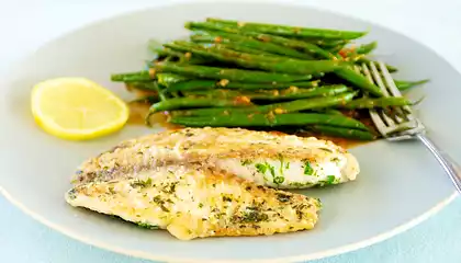 Pan Seared Tilapia with Lemony Green Beans