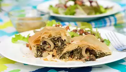 Spinach, Mushroom and Red Pepper Strudel