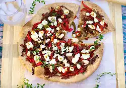 Boboli Pizza with Garlic, Peppers and Goat Cheese