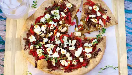 Boboli Pizza with Garlic, Peppers and Goat Cheese