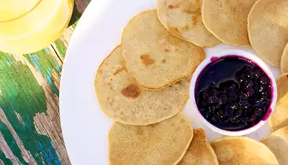 Swedish Pancakes with Berry-Cardamom Topping