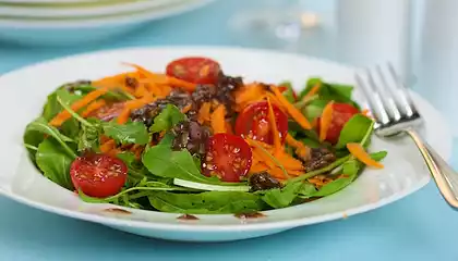 Arugula Cherry Tomato Salad with Balsamic Shallot Vinaigrette