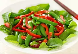 Sugar Snap Pea, Red Pepper and Arugula Salad with Soy-Sesame Dressing