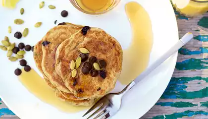 Double Pumpkin and Chocolate Chip Pancakes