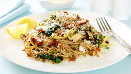 Mediterranean Spaghetti with Toasted Walnuts