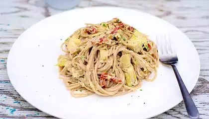 Pasta with Marinated Artichoke Hearts