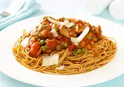 Pasta with Mushroom-Pea Marinara Sauce